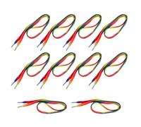MALUGOGO Lot de 10 paires de lacets en polyester arc-en-ciel pour baskets et chaussures de sport, lacets plats tendance avec une forte durabilité, pour projets de bricolage et utilisation quotidienne