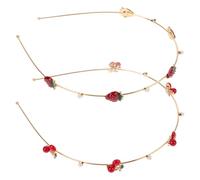 MALUGOGO Lot de 2 bandeaux à cheveux en alliage avec motif fraise et cerise, pour femmes, accessoires délicats et robustes pour réunions de famille et mariages