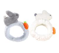 MALUGOGO Lot de 2 bandeaux en flanelle doux qui ne tombent pas avec une forme adorable, joli bandeau spa sans danger pour la peau, couleurs assorties pour se laver le visage et le maquillage pour