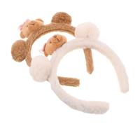 MALUGOGO Lot de 2 bandeaux spa oreilles d'ours avec nœud en tissu polaire antidérapant pour garder les cheveux de la façon dont les femmes se déroulent au quotidien, anniversaire, célébrations