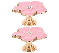MALUGOGO Lot de 2 Boutons de Tiroir en Alliage de Zinc Couleur Rose, Forme Fleur à Cinq Pétales, Installation Facile, pour Chambres D'garçon et Filles et Salons