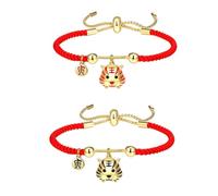 MALUGOGO Lot de 2 bracelets en corde tressée rouge avec nœud en alliage et corde avec bénédiction et protection contre le malheur pour anniversaire et nouveau-né