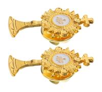 MALUGOGO Lot de 2 Broches de Baptême en Alliage de Zinc Or, Épingle Croisée Élégante et Facile à Utiliser pour Cérémonie Religieuse et Tenue de Communion