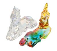 MALUGOGO Lot de 2 figurines de licorne en cristal pour décoration de bureau, sculptures d'animaux finement sculptées avec brillance et économie d'espace pour améliorer l'esthétique de la maison et