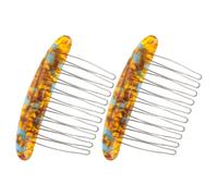 MALUGOGO Lot de 2 petits peignes à cheveux français avec dents en fer, ajustement confortable et design respectueux du cuir chevelu, pinces latérales élégantes et vintage en marbre pour bal, chignons