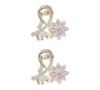 MALUGOGO Lot de 2 pinces à cheveux en forme de fleur en cristal - Petite taille - Robustes et difficiles à casser - Design élégant et chic pour adolescents - Pour rendez-vous et anniversaires