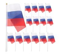 MALUGOGO Lot de 20 Petits Drapeaux Russes à Main Bâton Rond, en Polyester et Pvc, Couleurs, Décoration Portable pour Anniversaires et Jardins