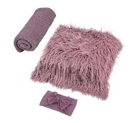 MALUGOGO Lot de 3 accessoires de photographie - Couverture douce, bandeau enveloppant d'emmaillotage pour séance photo nouveau-né - Accessoire photo pour portraits en studio et photographie
