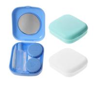 MALUGOGO Lot de 3 étuis compacts pour lentilles de contact avec miroir et pince à épiler - En polypropylène - Pour l'extérieur et un usage quotidien - Couleur aléatoire