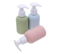 MALUGOGO Lot de 3 flacons de voyage approuvés par la TSA de 100 ml avec distributeur à pompe, conteneurs en plastique léger de couleurs assorties, design peu encombrant pour la maison et les courts