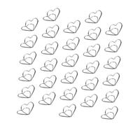 MALUGOGO Lot de 30 pinces à mémo en métal argenté en forme de cœur pour décorations de fête et de mariage - Supports portables pour photos et notes de maison - Pour cartes de nom et listes de choses à