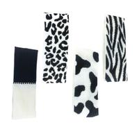 MALUGOGO Lot de 4 Bandeaux Tricotés Motif Vache Noir et Blanc, Confortables et Légers, Bandeaux Élastiques pour Cheveux Réunions de Famille