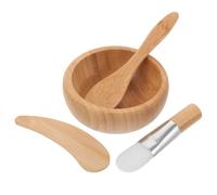 MALUGOGO Lot de 4 bols pour le visage et application cosmétique en bois avec bâton mélangeur, brosse, cuillère, bol - Style assorti pour soins de la peau et salon de beauté