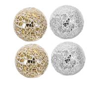 MALUGOGO Lot de 4 boules en verre craquelé pour bols, boules décoratives en mosaïque dorée et décorations de centre de table pour salon, salle à manger et étude, décoration d'intérieur