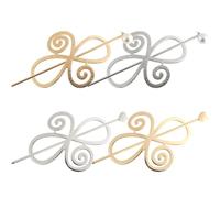 MALUGOGO Lot de 4 épingles à cheveux vintage en alliage pour chignon - Faciles à fixer - Ne s'accrochent pas pour banquet et fête