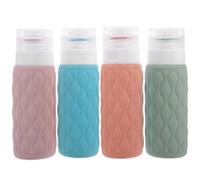MALUGOGO Lot de 4 flacons de voyage avec sac de rangement pour cosmétiques et voyage en silicone 100 ml