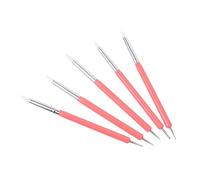 MALUGOGO Lot de 5 Pinceaux Silicone pour Nail Art Double Tête, Stylo à Points et Brosse en Acrylique et Métal, pour Gel DIY et Décoration Ongles Naturels ou Faux