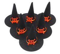 MALUGOGO Lot de 6 mini chapeaux de sorcière élégants en feutre pour décorer les écoles, créer une atmosphère festive pour les décorations de fête d'Halloween et les coiffes de poupée