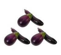 MALUGOGO Lot de 6 Modèles Végétaux D'aubergines Pourpre en Mousse et Plastique, Décorations Réalistes Multifonctions, Accessoires Photo pour Plans de Travail Cuisine
