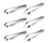 MALUGOGO Lot de 6 pinces à épiler en acier inoxydable pour enlever les poils de poulet avec pointe inclinée pour une bonne prise en main - Pinces de cuisine pour la préparation de fruits de mer et de
