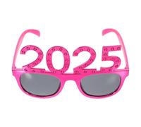 MALUGOGO Lunettes de fête en forme de chiffre avec strass - Monture carrée rose - Accessoire de costume pour le Nouvel An - Pour remise de diplôme et célébrations de fin d'année