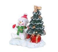 MALUGOGO Mini figurine de sapin de Noël en résine - Bonhomme de neige - Décoration de table compacte pour fête d'hiver - Centre de table festif avec savoir-faire détaillé