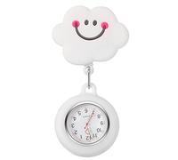 MALUGOGO Montre gousset avec apparence adorable en silicone blanc avec clip rétractable, facile à porter et montre de poche décorative pour le personnel infirmier et les professionnels
