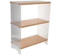 MALUGOGO Organisateur de Salle de Bain Étagère de Rangement Multi-Niveaux Design Gain de Place pour Comptoir en Acrylique et Bois pour Bar à Café ou Chambre