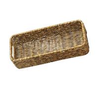 MALUGOGO Panier de rangement tissé multifonction pour pots à épices et couverts, boîte de rangement rectangulaire en plastique robuste, design rustique, convient pour comptoir de cuisine et hôtel