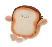 MALUGOGO Petit porte-monnaie mignon en forme de toast de dessin animé - Mini portefeuille à fermeture éclair pour écouteurs - Pochette de rangement de câbles avec chaîne de suspension pour le stockage