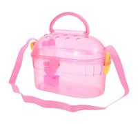 MALUGOGO Petite Cage pour Animaux Valise de Voyage pour Chinchilla Abs Rose Démontable avec Mangeoire, Baignoire et Porte-Bouteille, pour Voyage Extérieur, Petits Animaux et Hérisson