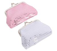 MALUGOGO Petits Portefeuilles pour Garçon et Filles en Polyester Lot de 2 avec Fermeture à Clapet, Mini Paquet à Main Portable et Brillant, pour Fêtes et Occasions Spéciales