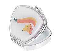 MALUGOGO Pilulier en métal en forme de fer à cheval avec double compartiment, organiseur et distributeur de comprimés portable, étui de voyage avec motif renard pour un rangement pratique