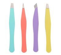 MALUGOGO Pince à Sourcils Lot de 4, Acier Inoxydable, Mini Pince Colorée pour Épilation Fine, pour Maquillage et Usage Salon Professionnel