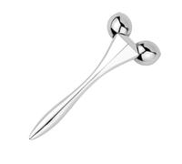 MALUGOGO Rouleau de massage facial argenté pour le visage et les yeux avec masseur de soins de la peau, outil portable pour exercice musculaire du visage et sculpture à la maison et au salon