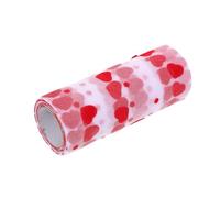 MALUGOGO Rouleau de tulle portable en polyester léger avec motif cœur rouge élégant pour bricolage, couture et décorations de mariage pour emballage cadeau et projets d'artisanat