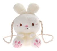 MALUGOGO Sac à bandoulière en peluche pour femme, sac à bandoulière en forme de lapin 3D blanc avec sangle de chaîne, porte-monnaie doux et moelleux, convient pour les voyages décontractés et une
