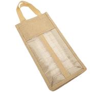 MALUGOGO Sac fourre-tout en lin rustique pour 2 bouteilles de vin avec fenêtre et design robuste à 2 compartiments pour Noël et visites