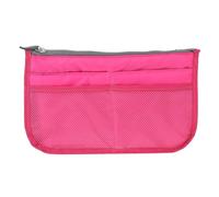 MALUGOGO Sac pliable multifonction de grande capacité avec double couche et plusieurs poches, organiseur de toilette portable pour voyage, rangement de cosmétiques en plein air, rose rouge