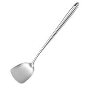 MALUGOGO Spatule en Acier Inoxydable Argentée pour Wok Bords Arrondis Lisse, Résistante Lave-vaisselle, Ustensile Cuisine Pratique pour Cuisson et Préparation