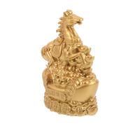 MALUGOGO Statue de cheval miniature Feng Shui avec base au trésor et pièce de monnaie pour richesse et prospérité, figurine d'animal du zodiaque chinois pour décoration d'intérieur et présentation de