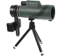 MALUGOGO Télescope monoculaire vert 12 x 50 avec support pour smartphone et trépied réglable, télescope portable pour camping en plein air et observation des oiseaux avec objectif grand angle pour