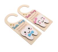 MALUGOGO Tooth Fairy Lot de 2 crochets de porte en bois avec jolis panneaux à suspendre, panneau en bois facile à utiliser et styles d'intérieur pour rituel du coucher