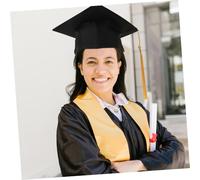 MALUGOGO Toque de Graduation Noire Réglable en Polyester Robuste Pampille Jaune, Chapeau D'élève pour Cérémonie de Remise de Diplôme Universitaire