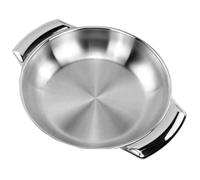 MALUGOGO Wok en Acier Inoxydable Polyvalent avec Double Poignée, Casserole Inox Cuisine Maison ou Restaurant, Pot à Nouilles Pratique et Solide Argenté