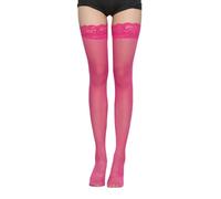 Malustar Bas de cuisse en dentelle avec grip en silicone transparent, rose vif, S-L