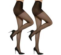 Malustar Lot de 2 paires de collants transparents doux au toucher 10 deniers pour femme