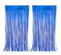 Malustar Lot de 2 rideaux à franges en aluminium pour décoration de fête, 1 x 2 m, multicolore (bleu roi)