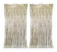 Malustar Lot de 2 rideaux à franges en aluminium pour décoration de fête, 1 x 2 m, multicolore (champagne doré)