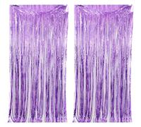 Malustar Lot de 2 rideaux à franges en aluminium pour décoration de fête, 1 x 2 m, multicolore (lavande)